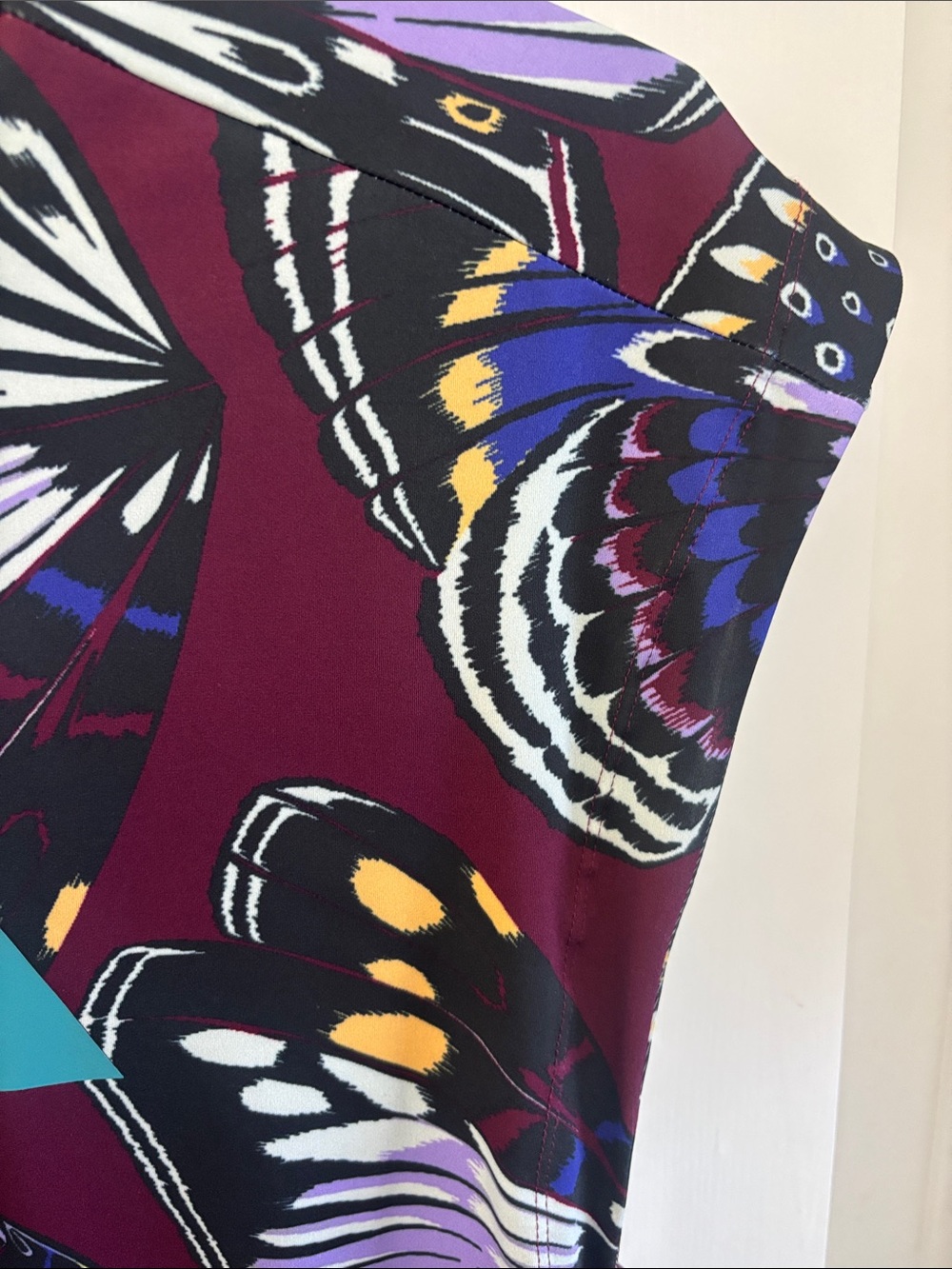 adidas Women's Maroon Butterfly Print Tank with Teal Logo - Picture 3 of 6